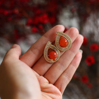 Natural Nanhong Agate Earrings