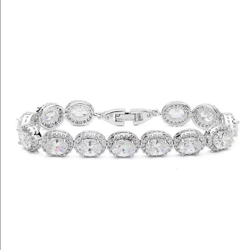 Fashion Oval Zirconia Single Loop Bracelet - jewelryweilin