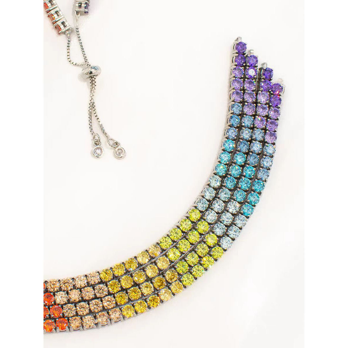 Lucky Rainbow Sparkling Zirconia Multi-Row Bracelet✨幸运彩虹闪耀锆石多排手链✨ - jewelryweilin