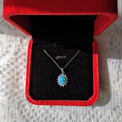 Elegant and noble blue zircon exquisite craftsmanship inlaid pendant necklace - jewelryweilin
