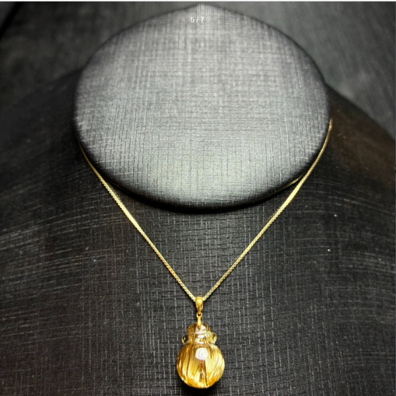 Natural Titanium Rutilated Quartz Money Bag Pendant