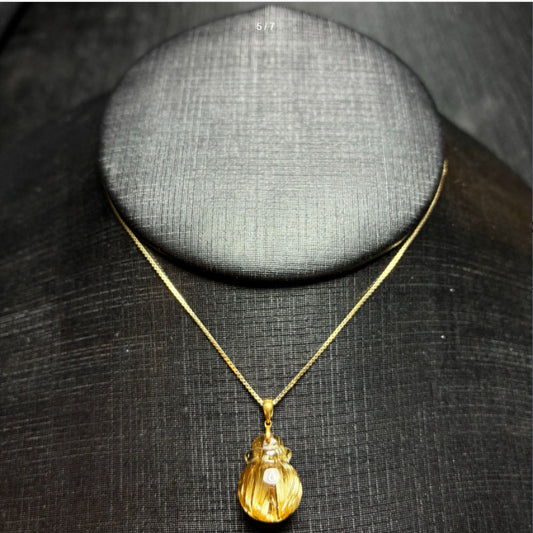 Natural Titanium Rutilated Quartz Money Bag Pendant