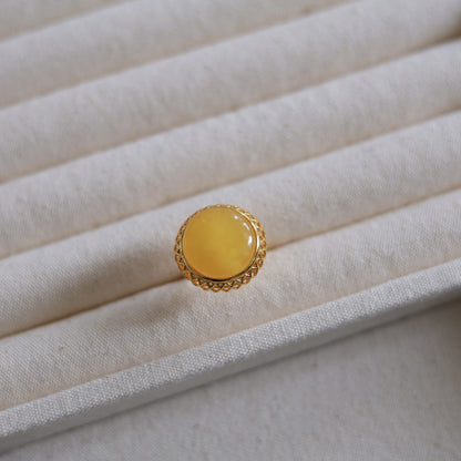 Natural Chicken Fat Yellow Beeswax Amber Ring