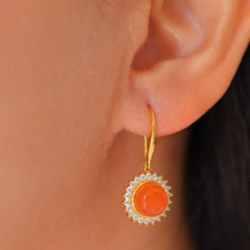 Natural Nanhong Agate Earrings