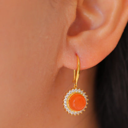 Natural Nanhong Agate Earrings