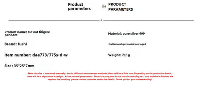 Handcrafted Chinese ethnic style sterling silver pendant - vintage design
