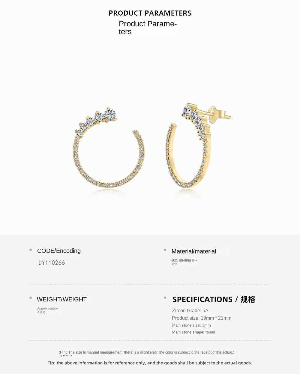 Fashionable hoop design micro-paved zircon earrings - jewelryweilin