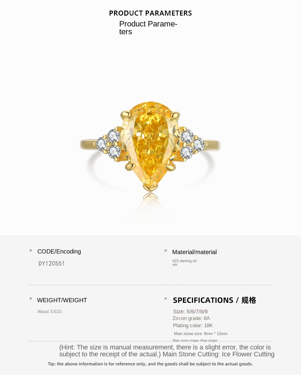 Classic noble shining ice flower cut high carbon diamond zircon ring - jewelryweilin