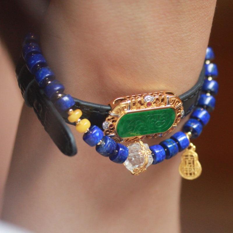 Natural Lapis Lazuli Pill-Cut Bracelet