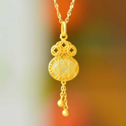 925 Silver Inlaid Nephrite Cabochon "Happiness and Longevity" Tassel Pendant