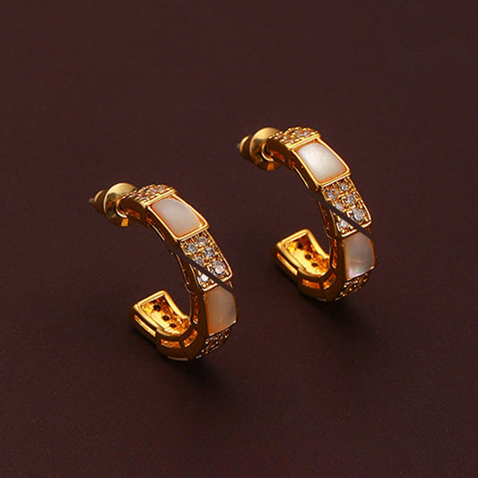 High-end design shell link earrings - jewelryweilin
