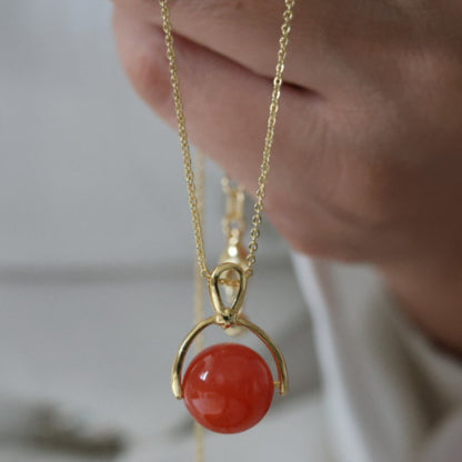 Natural Nanhong Agate Lucky Bead Pendant