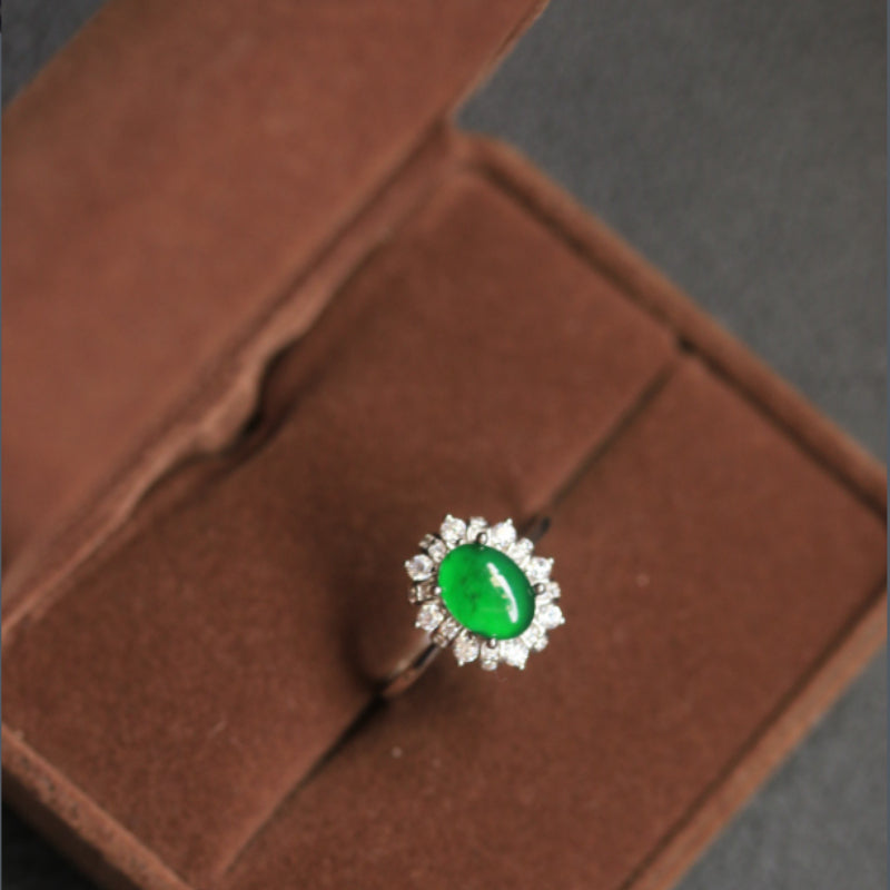 Natural Jadeite Ring · 6×8mm