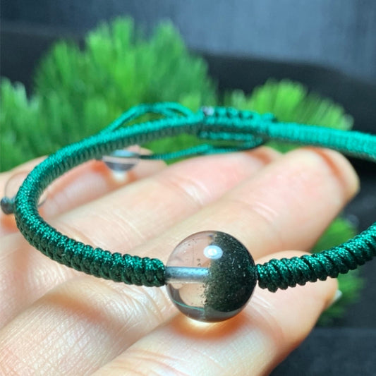 Brazilian Green Phantom Treasure Bowl Single Bead Bracelet