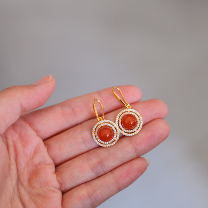 Natural Sichuan Nanhong Agate Earrings