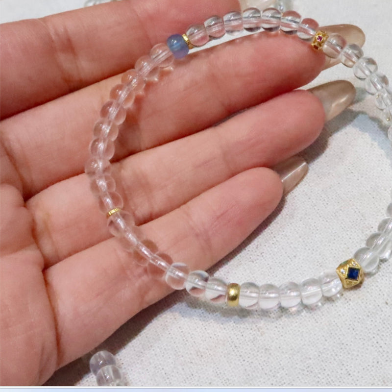 Natural White Crystal Straight-Cut Bracelet