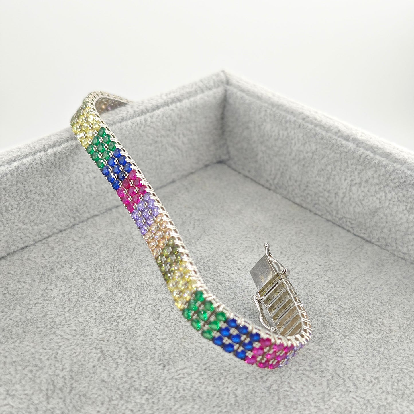 Lucky Rainbow Sparkling Zirconia Multi-Row Bracelet✨幸运彩虹闪耀锆石多排手链✨ - jewelryweilin