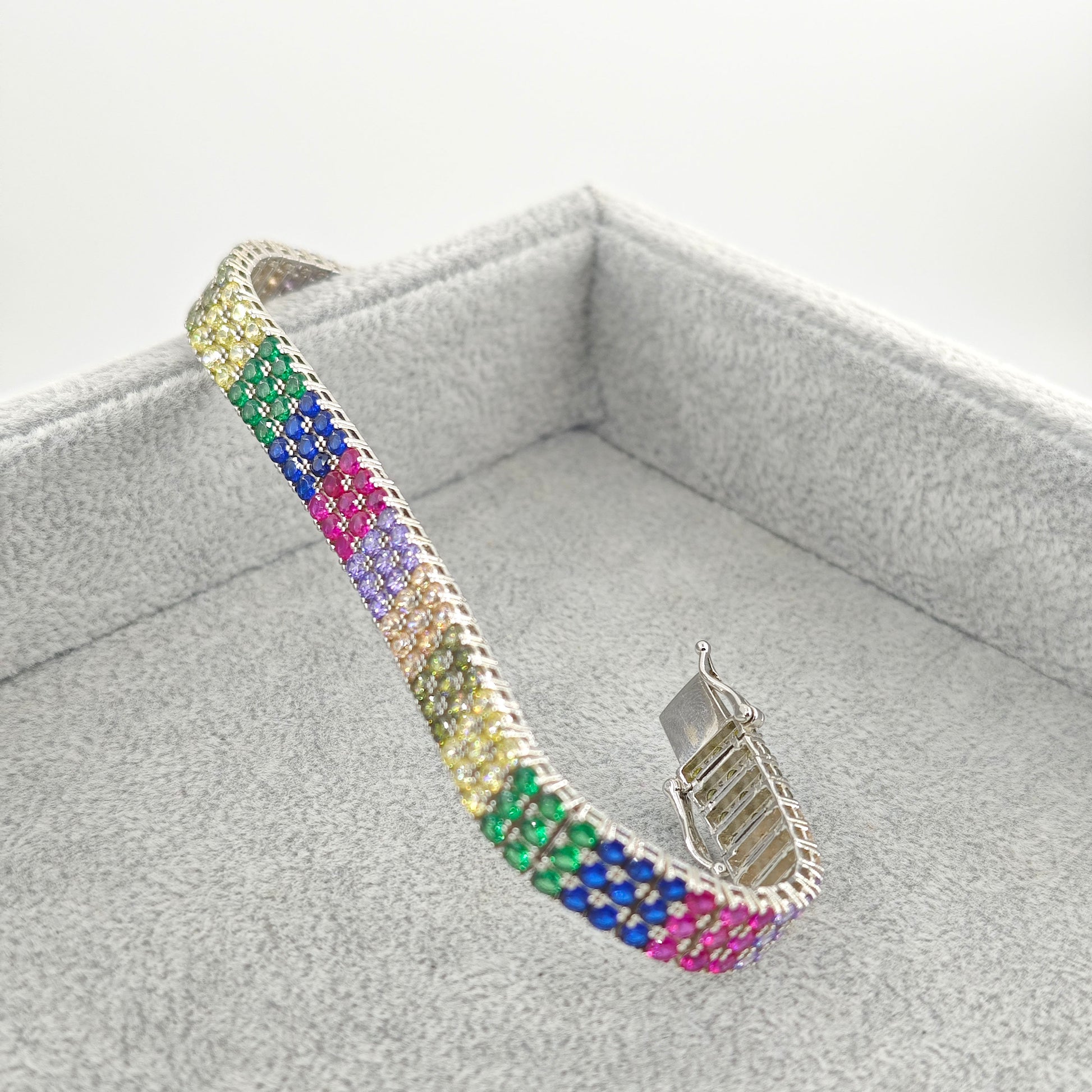 Lucky Rainbow Sparkling Zirconia Multi-Row Bracelet✨幸运彩虹闪耀锆石多排手链✨ - jewelryweilin