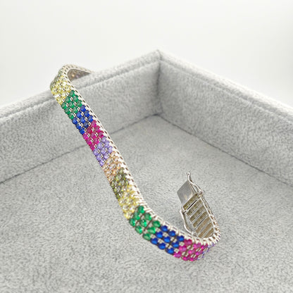 Lucky Rainbow Sparkling Zirconia Multi-Row Bracelet✨幸运彩虹闪耀锆石多排手链✨ - jewelryweilin