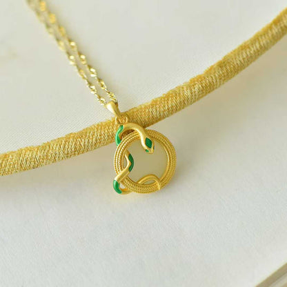 925 Silver-Inlaid Hetian Jade Pendant (Dynamic Snake Silhouette Design)