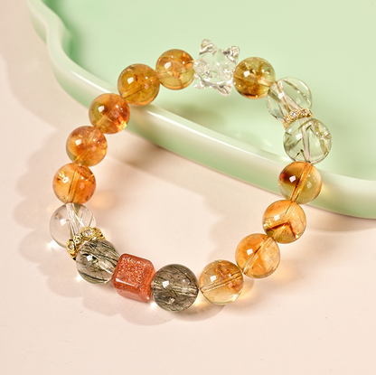 Yellow Tower Crystal Gold Sun Cube Sugar Bracelet