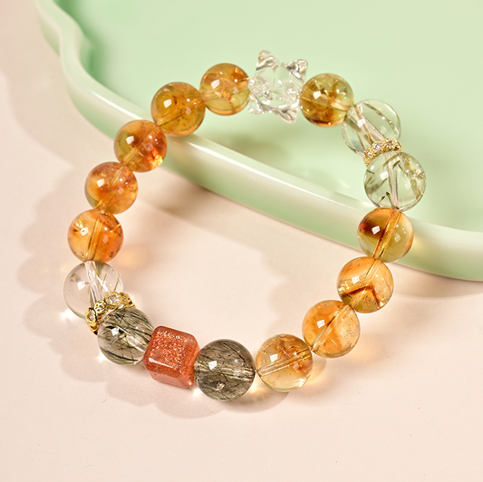 Yellow Tower Crystal Gold Sun Cube Sugar Bracelet