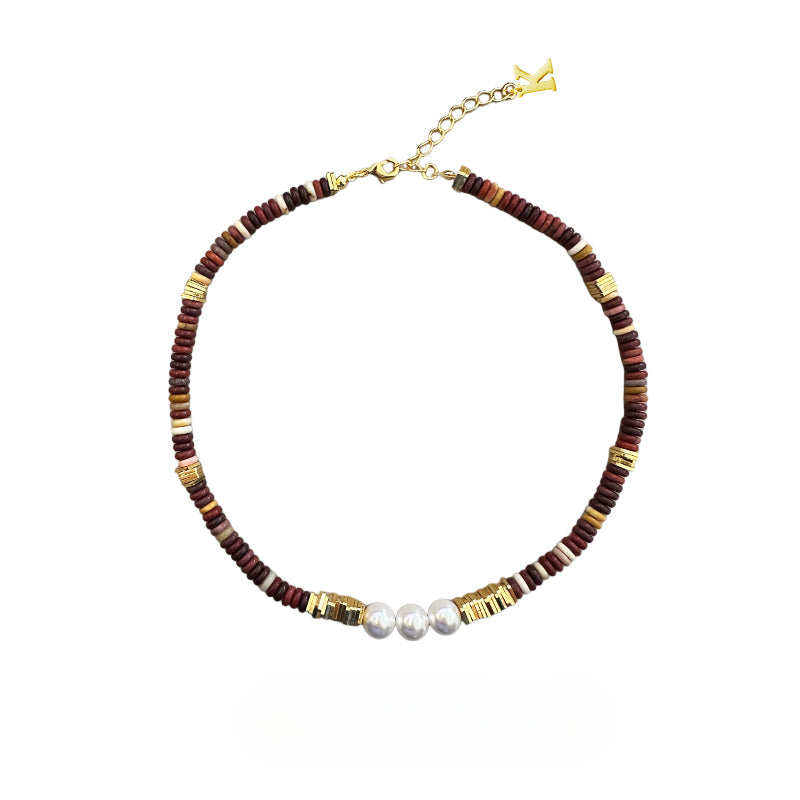 Agate pearl hip-hop necklace