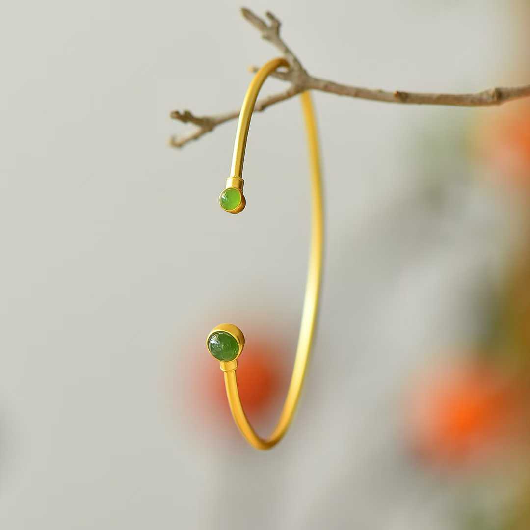 925 Silver Inlaid Hetian Jadeite (Jasper) "Cabochon" Bracelet