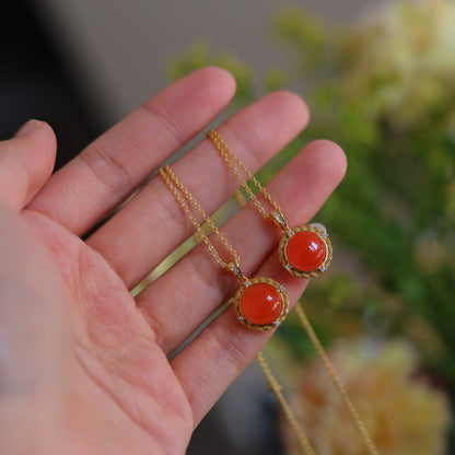 Natural Sichuan Nanhong Agate Pendant