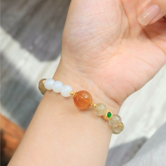 Natural Premium Gold Rutilated Quartz Single-Wrap Bracelet · 8mm