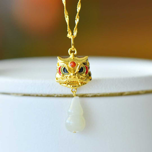 925 Silver Inlaid Hetian Nephrite "Blessings, Emoluments & Lifetime Prosperity, All Wishes Come True" Pendant