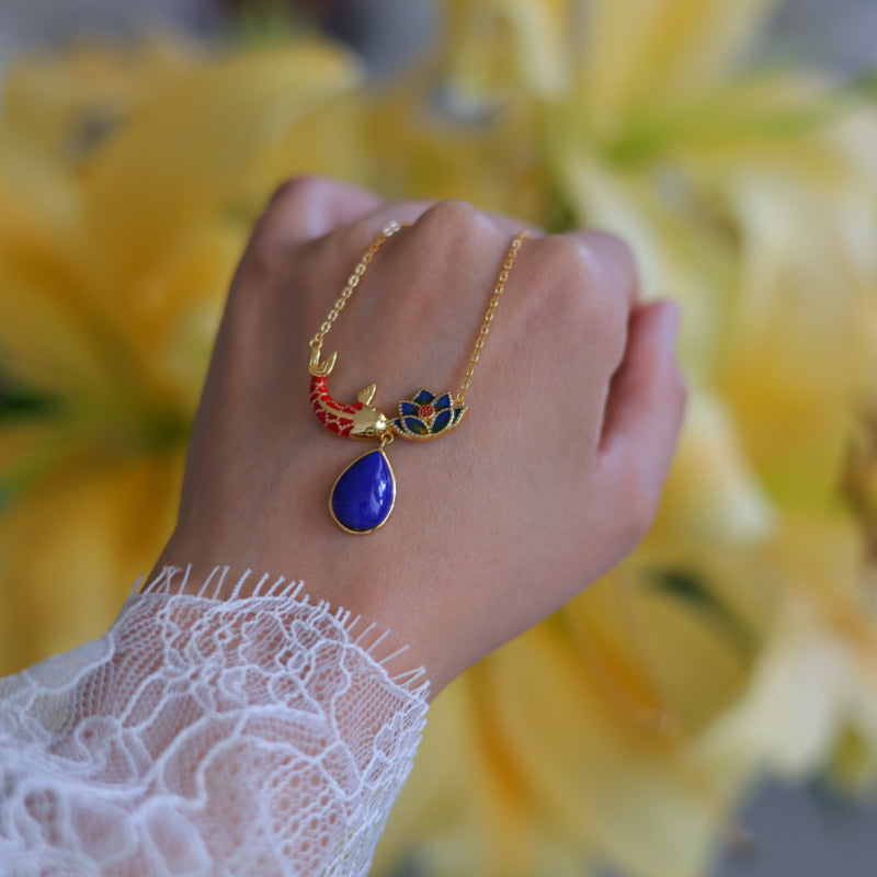 Klein Blue Lapis Lazuli Year After Year Abundance Fish Pendant