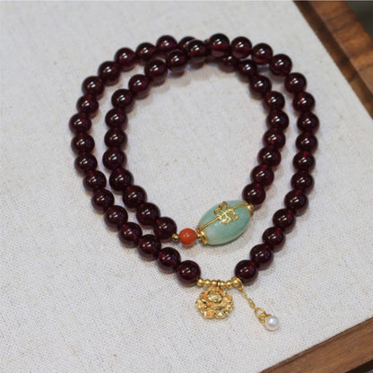 Natural Purple Garnet Double-Wrap Bracelet
