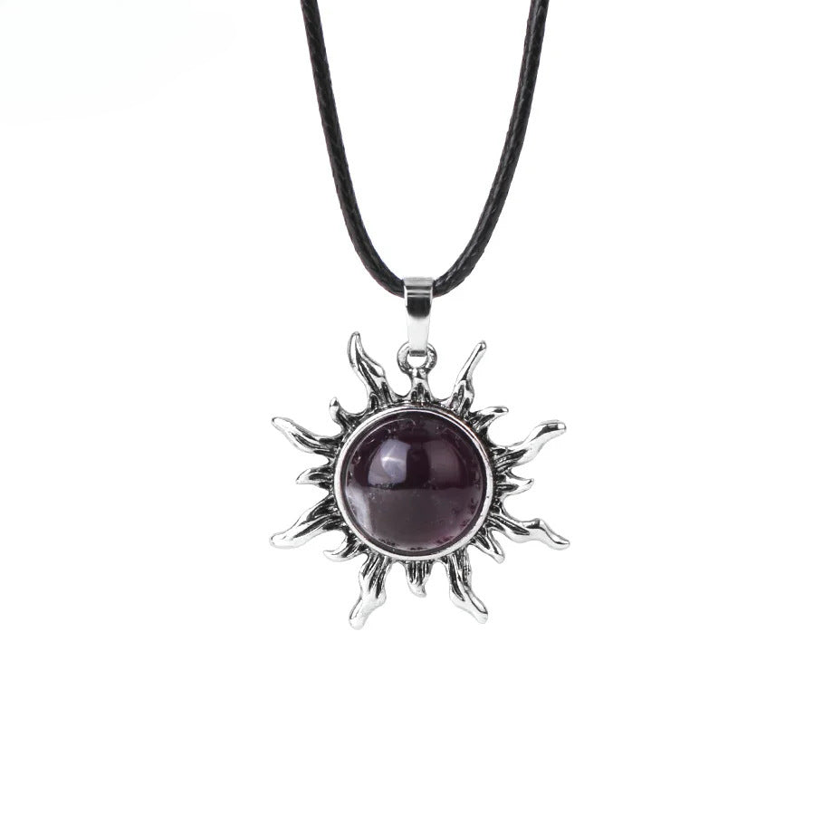Vintage Amethyst Sunflower Pendant