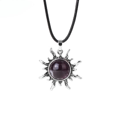 Vintage Amethyst Sunflower Pendant