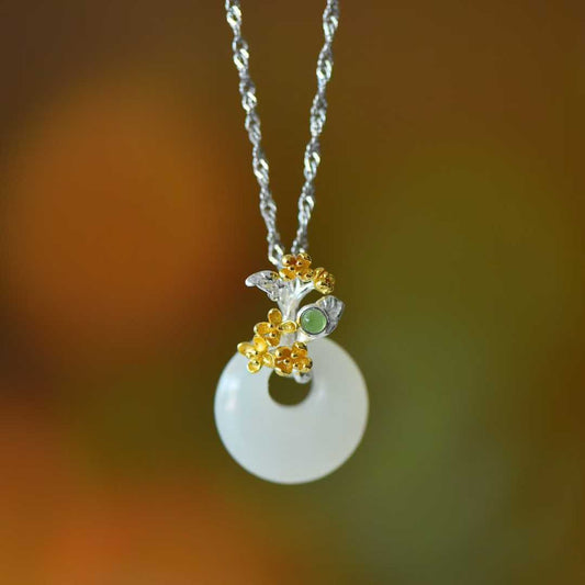 925 silver Hetian nephrite August Osmanthus Twelve Flower Gods jewelry set - complete collection"