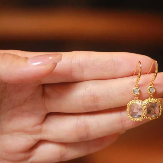 Natural Clear Quartz Earrings