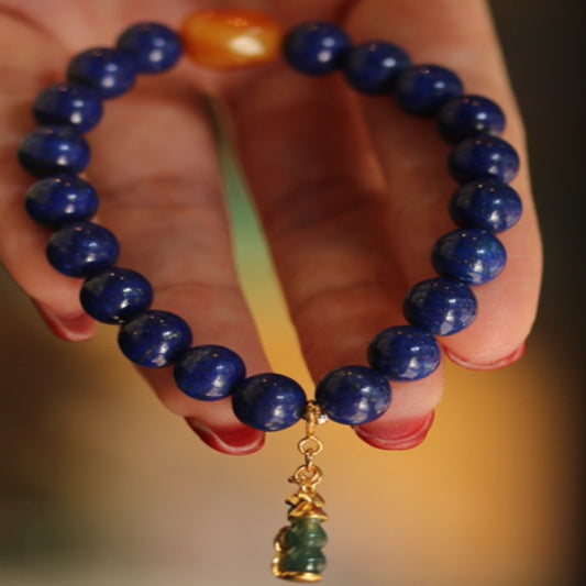 Natural Lapis Lazuli Single-Strand Bracelet