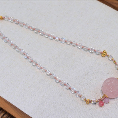 Natural White Crystal Ice Sugar Necklace