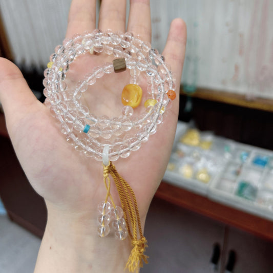 Natural White Crystal 6mm Buddhist Bead Bracelet