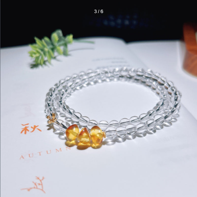 Natural White Crystal Double-Strand Bracelet