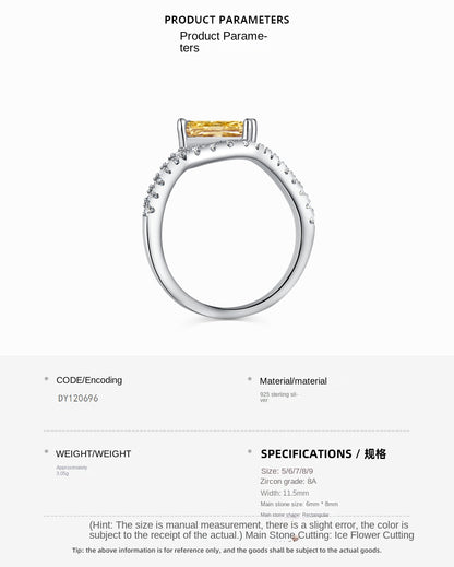 Classic noble shining ice flower cut high carbon diamond zircon ring - jewelryweilin