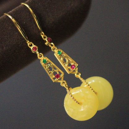 Minimalist Chinese-Style Fashion Amber Earrings