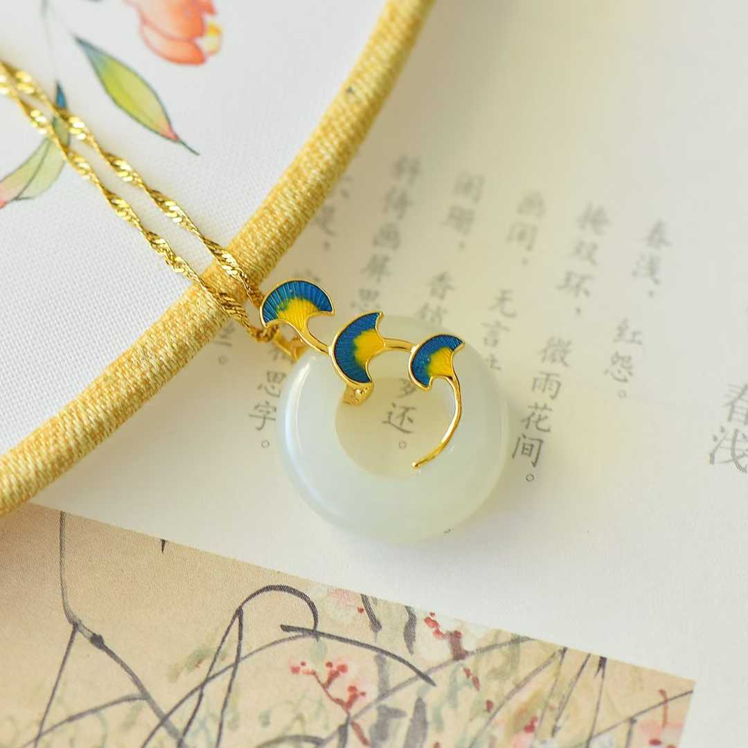 925 Silver-Inlaid Hetian Jade Pendant with "Three Lifetimes of Blessings" Meaning & Peace Ring Design