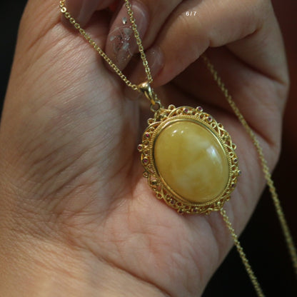 Natural White Flower Beeswax Pendant