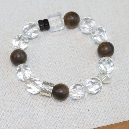 Agarwood · White Crystal Bracelet
