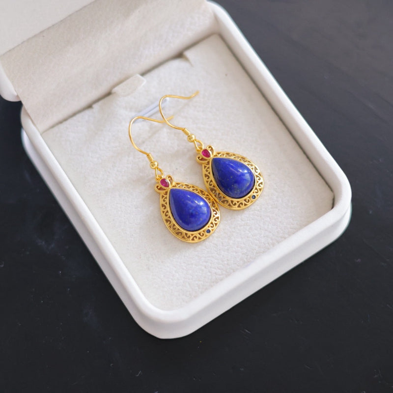 Natural Lapis Lazuli Klein Blue Earrings