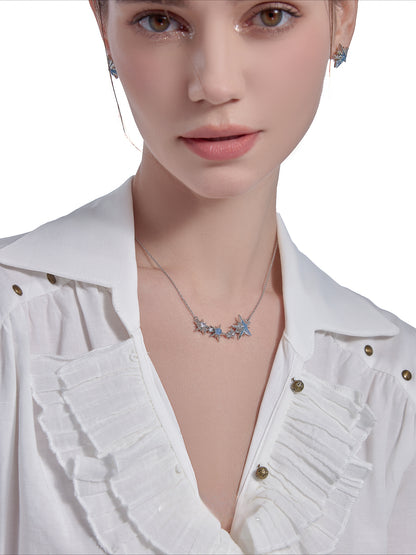 Ice blue starburst necklace