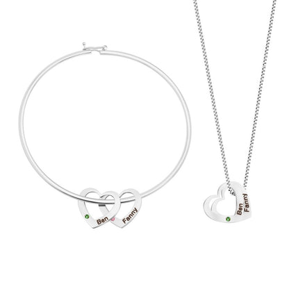 Pulsera con piedra de nacimiento de corazón de melocotón grabada 