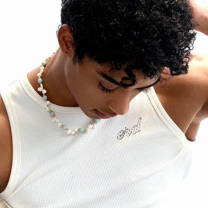 Natural stone pearl hip-hop necklace